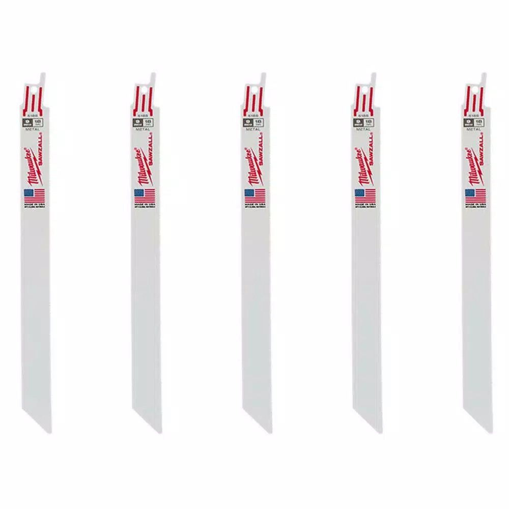 Brand new 🥰 Milwaukee 9 In. 18 Teeth Per In. Medium Metal Cutting SAWZALL Reciprocating Saw Blades (5 Pack) 😉 -saw-blades Shop unnamed file 574