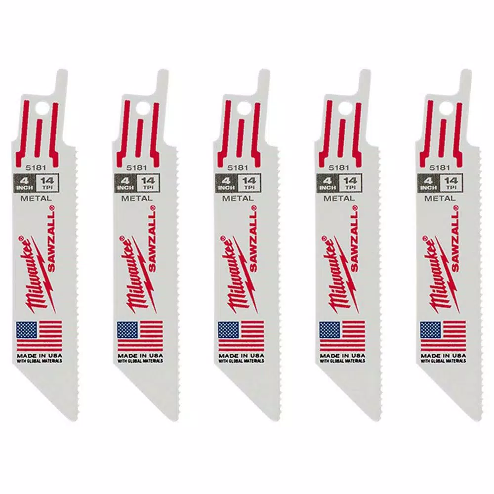 Cheap 😉 Milwaukee 4 In. 14 Teeth Per In. Medium Metal Cutting SAWZALL Reciprocating Saw Blades (5 Pack) 🌟 -saw-blades Shop unnamed file 637