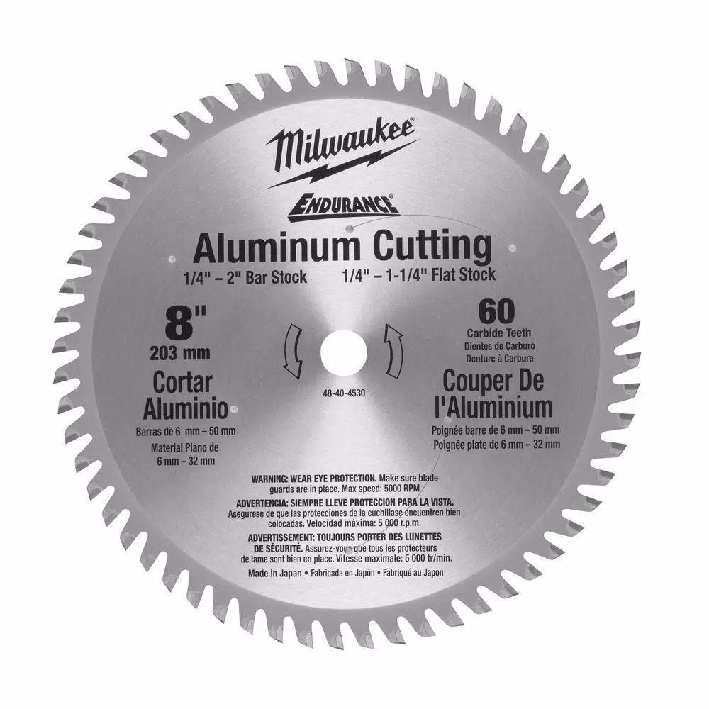 Best reviews of ❤️ Milwaukee 8 In. X 60 Carbide Teeth Aluminum Metal Cutting Circular Saw Blade 🔔