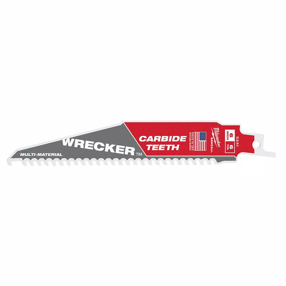 Outlet ✨ Milwaukee 6 In. 6 TPI WRECKER Carbide Teeth Multi-Material Cutting SAWZALL Reciprocating Saw Blade 👏