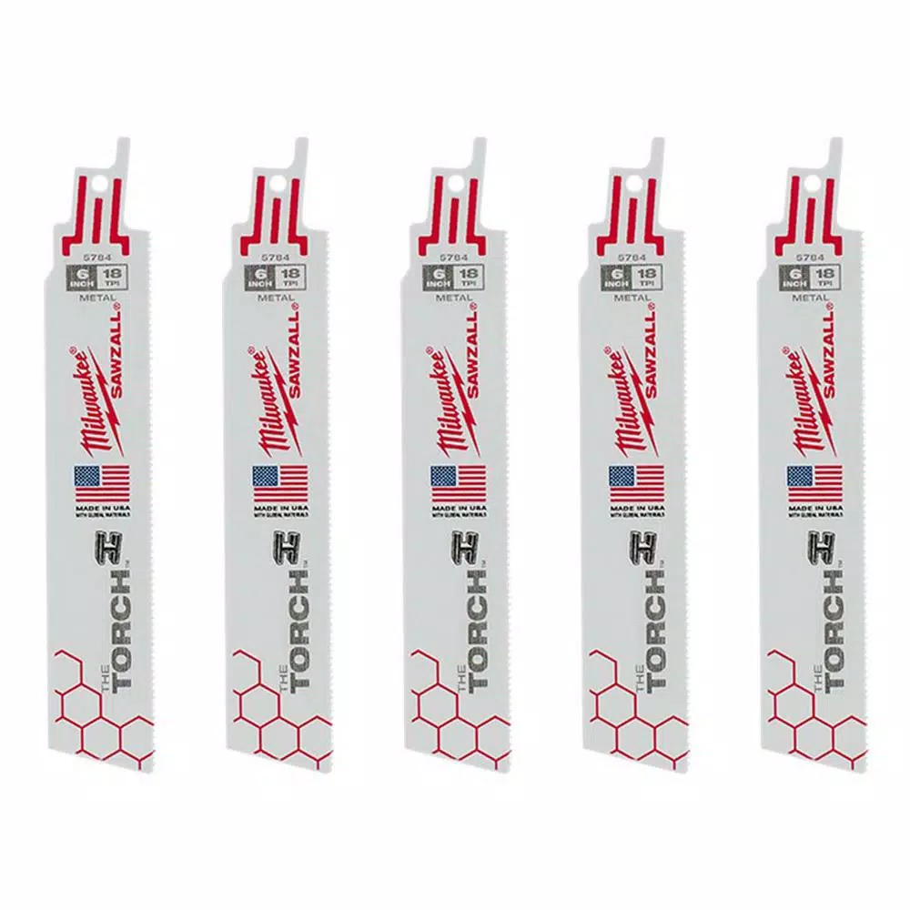 Best Sale 👍 Milwaukee 6 In. 18 TPI Torch Medium Metal Cutting SAWZALL Reciprocating Saw Blades (5-Pack) 😉