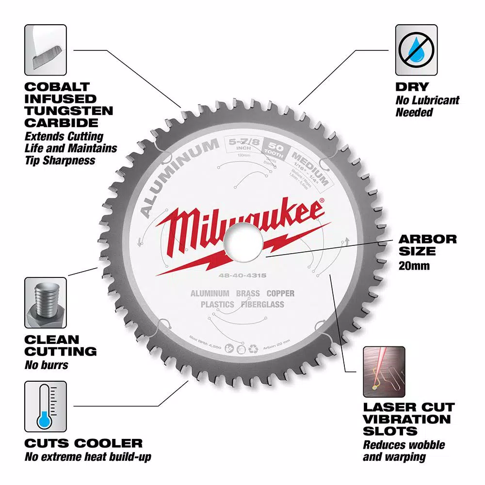 Promo β€οΈ Milwaukee 5-7/8 In. X 50 Carbide Teeth Aluminum Cutting Circular Saw Blade π 5 Promo β€οΈ Milwaukee 5-7/8 In. X 50 Carbide Teeth Aluminum Cutting Circular Saw Blade π - Image 3