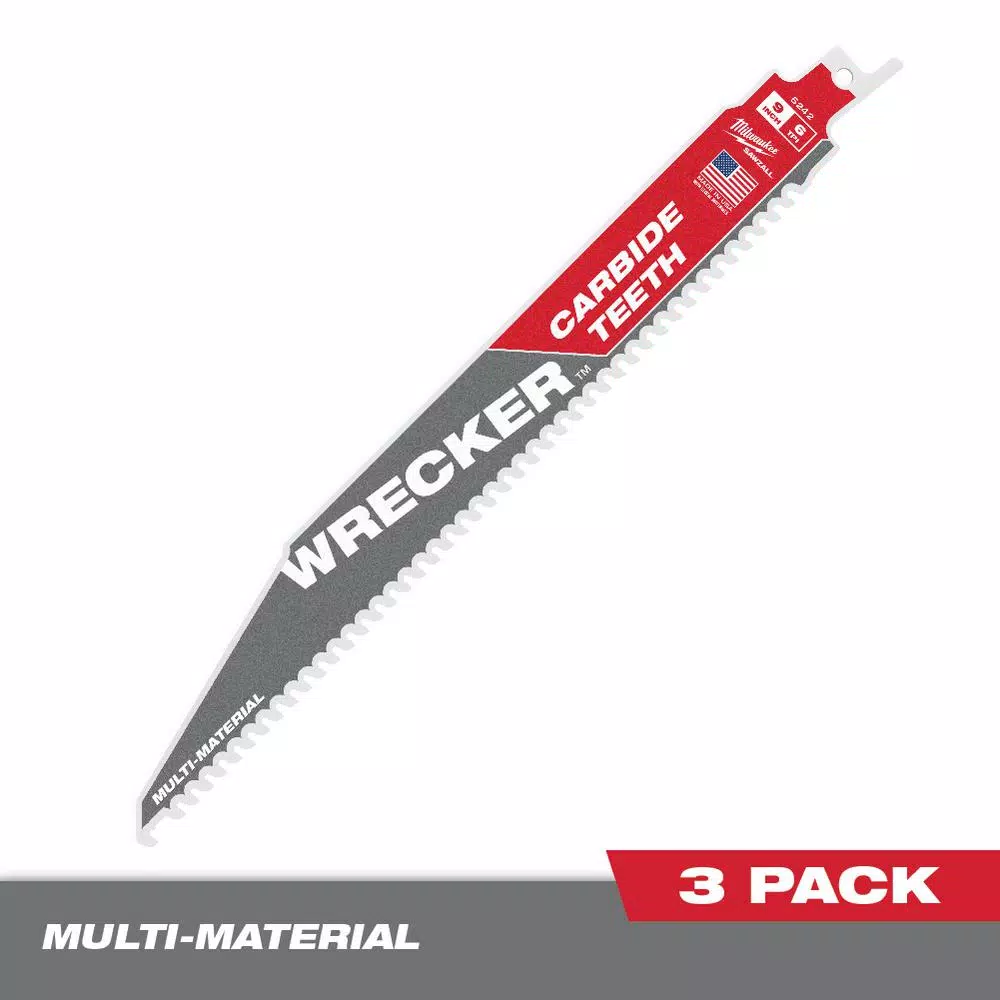Best deal 👏 Milwaukee 9 In. 6 TPI WRECKER Carbide Teeth Multi-Material Cutting SAWZALL Reciprocating Saw Blade (3-Pack) 🔔