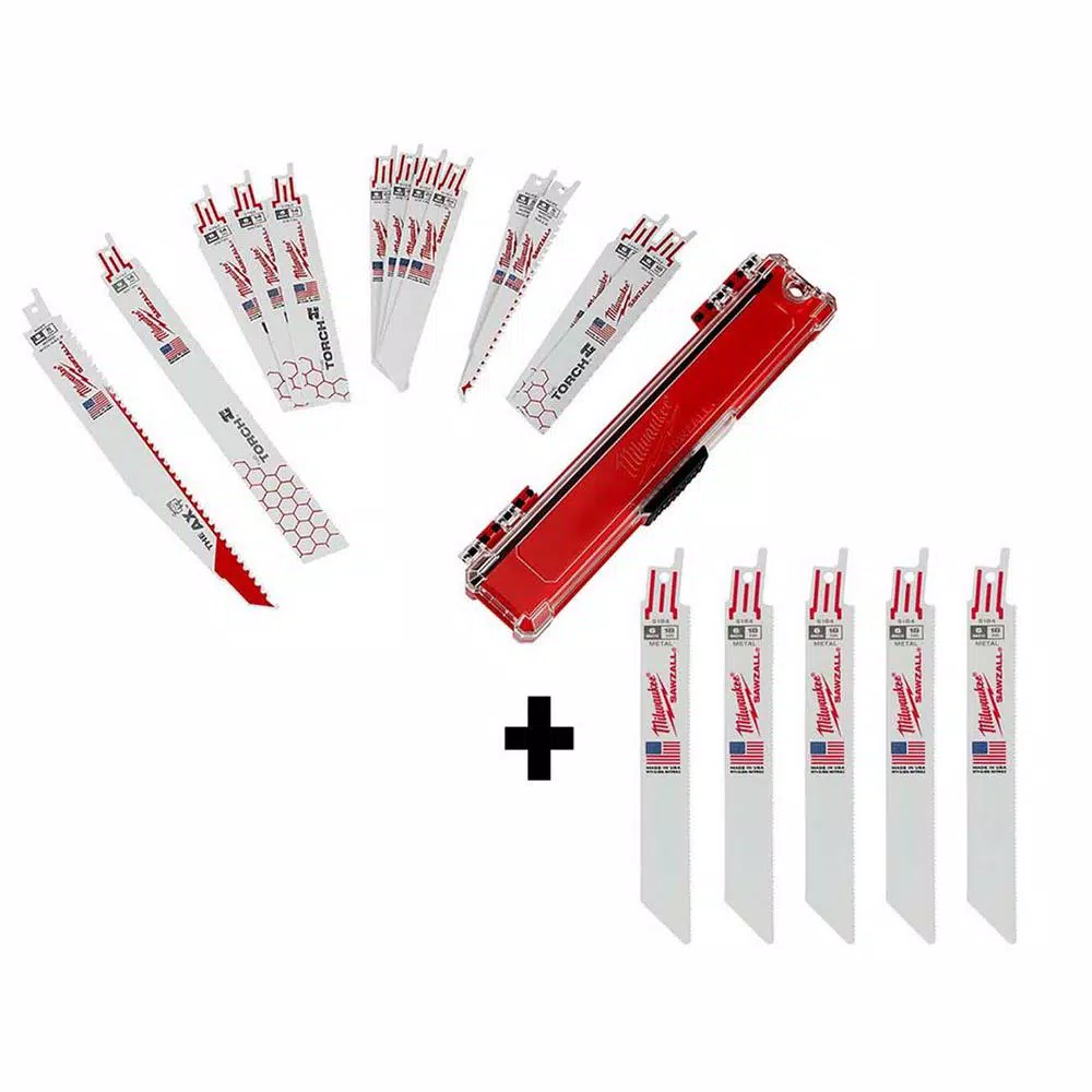 Buy ⭐ Milwaukee SAWZALL Demolition Wood And Metal Cutting Reciprocating Saw Blade Set With 5-Pack Of Metal Cutting Blades (18 Piece) 💯 -saw-blades Shop unnamed file 956