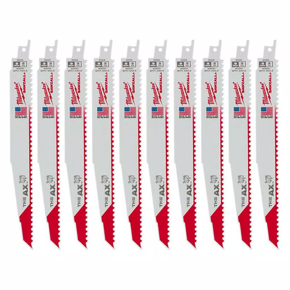 Cheap 🛒 Milwaukee 9 In. 5 TPI AX Nail-Embedded Wood Cutting Reciprocating Saw Blades (10-Pack) 👏